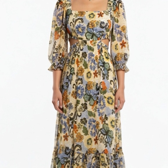 Buffalo Jeans Kerry Butterfly print maxi-dress SZ L - Picture 3 of 7